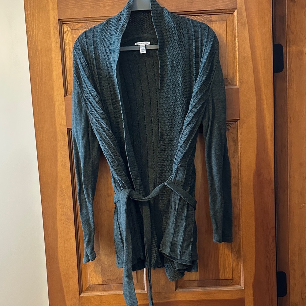 Women's Green Open-Front Sweater